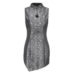 Dawang Yan Asymmetrical Sleeveless Silver Mini Dress Sz Med Womens Party Dress